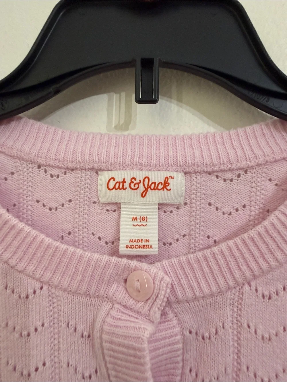 Cat & Jack Light Pink Pointelle Button Cardigan Girls Medium 8 Youth